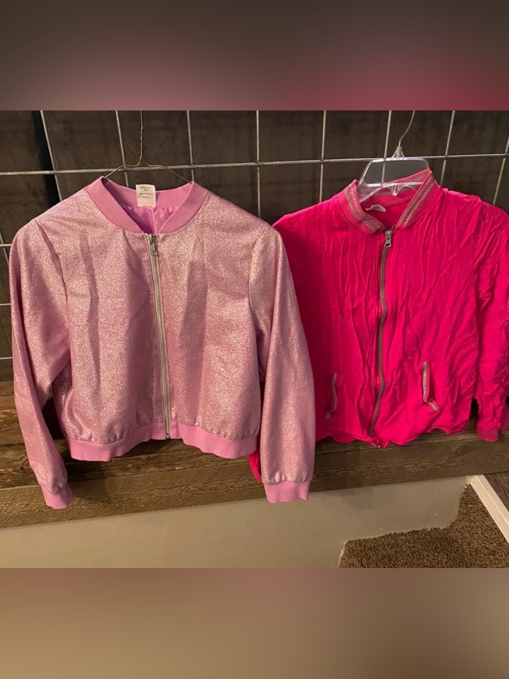 wonder nation Pink Glitter Bomber Jacket and  Hot Pink Bomber
